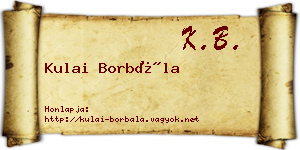 Kulai Borbála névjegykártya